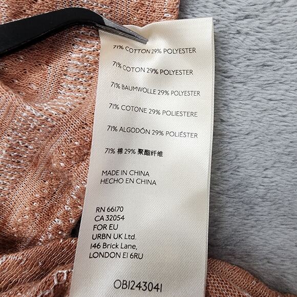 NEW Free People Top Womens XL Pink Cream Doe Combo Heirloom Ruffle Rounded Hem - Picture 9 of 12